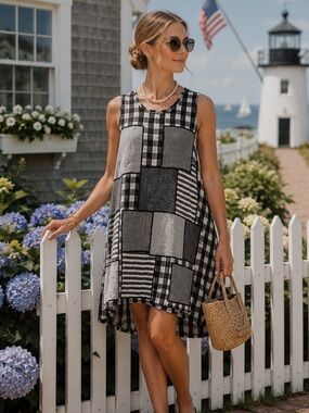 NWT Dunes Coastal Boho Patchwork Tank Dress | Size XS